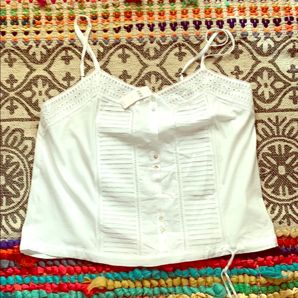 Anthropologie Tiny white lace camisole top